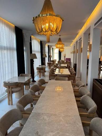Marble Tables & Wooden Chairs