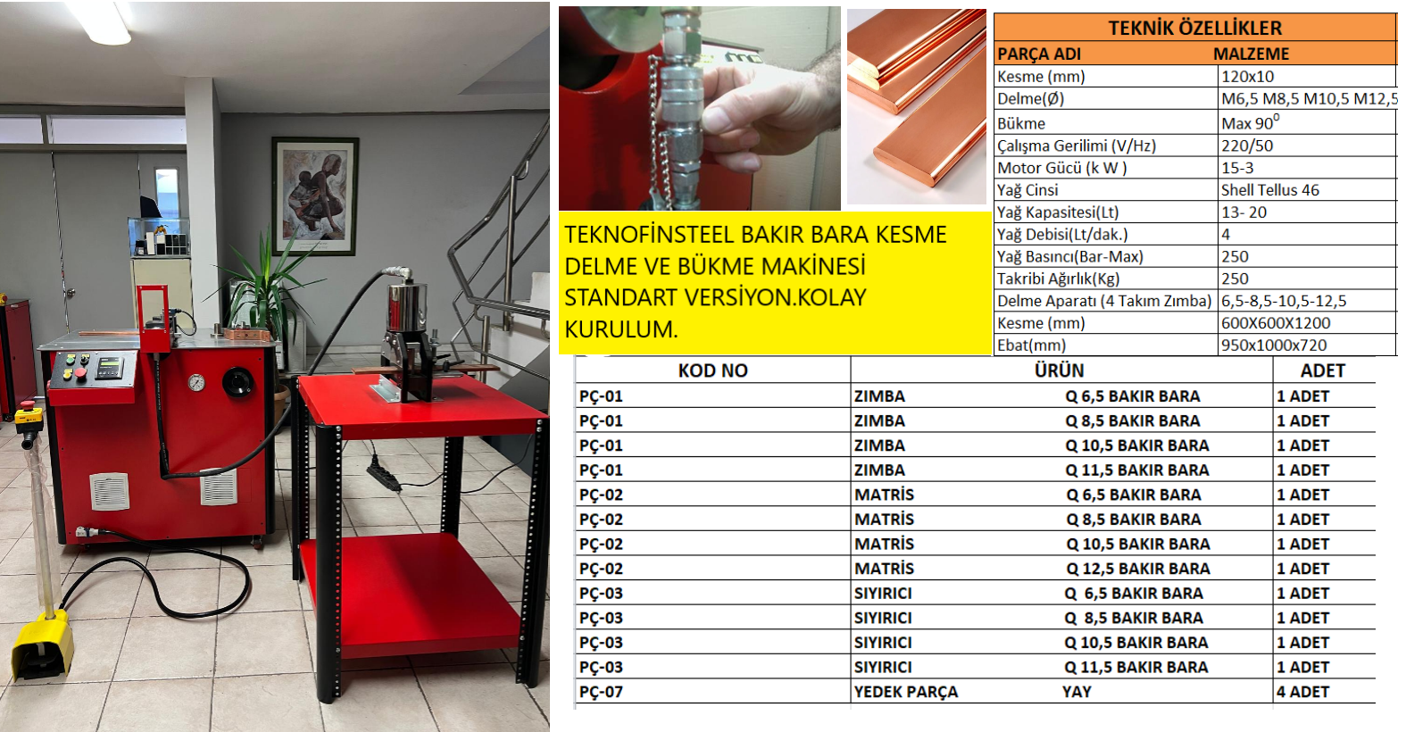 Bakır Bara Kesme Delme Bükme Makinesi