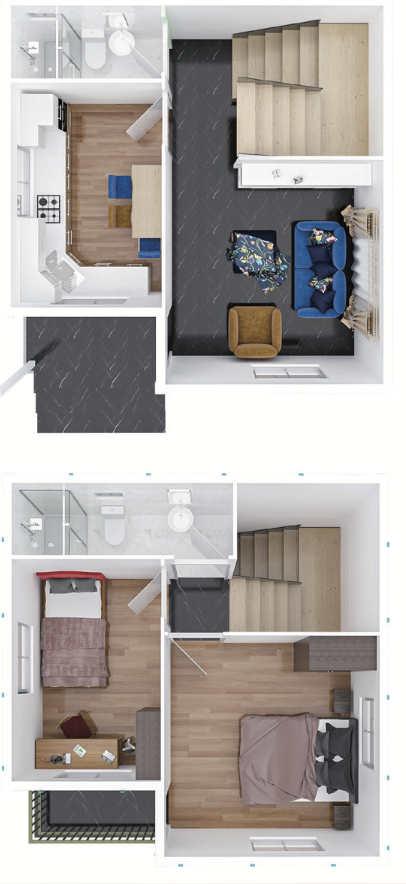 3+1 Einstöckige und Duplex-Fertighausmodelle