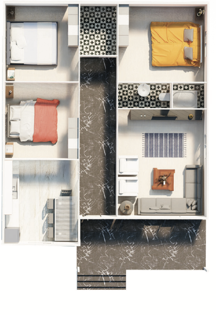 3+1 Einstöckige und Duplex-Fertighausmodelle