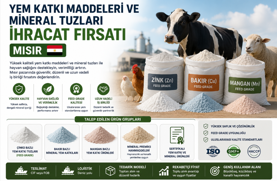 FEED ADDITIVES AND MINERAL SALTS EXPORT OPPORTUNITY TO EGYPT