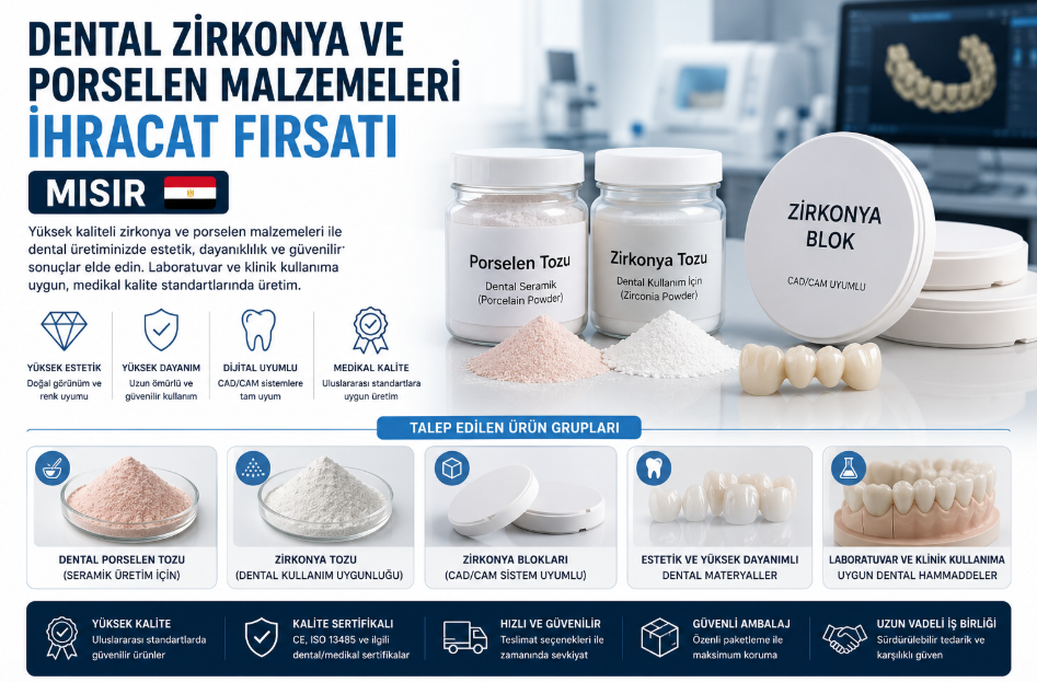 DENTAL ZIRCONIA AND PORCELAIN MATERIALS EXPORT OPPORTUNITY TO EGYPT