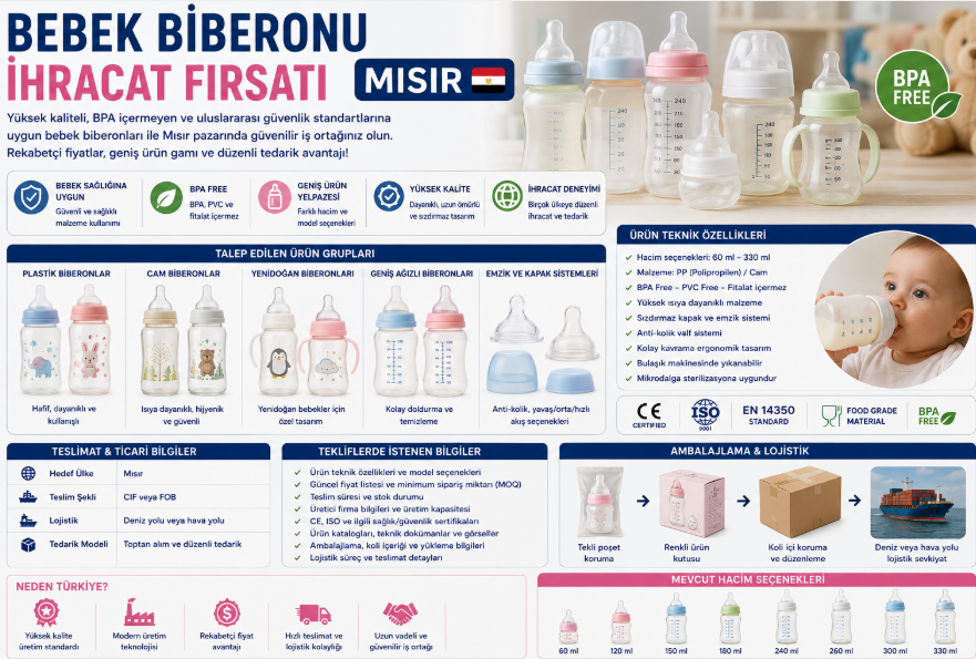 BABY FEEDING BOTTLE EXPORT OPPORTUNITY TO EGYPT