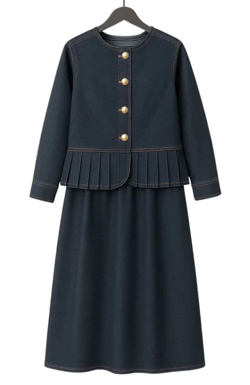 Cotton Peplum Jacket and Skirt Set