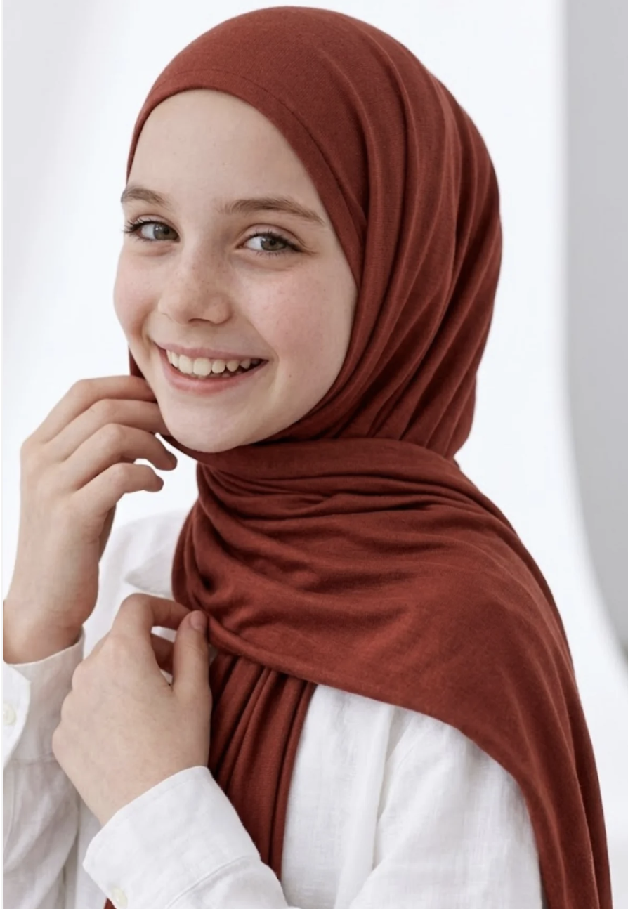 Dark Cinnamon Jersey Shawl 65x170 cm