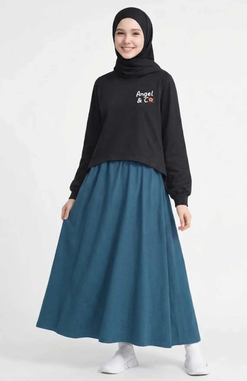 Basic Sweatshirt & Maxi Skirt Set