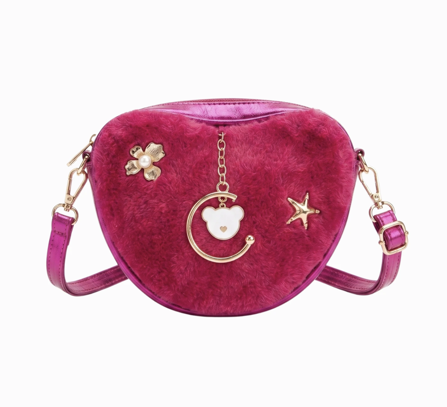 Chocogirl Shiny Heart Fuchsia Plush Girls' Handbag