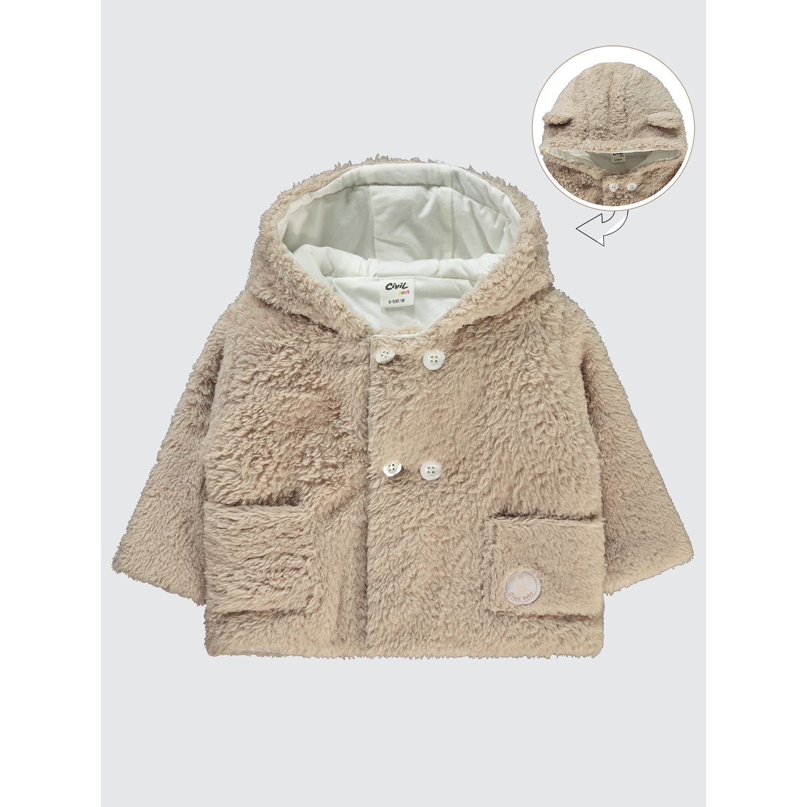 Civil Baby Baby Boy Hooded Coat 6-18 Months Beige