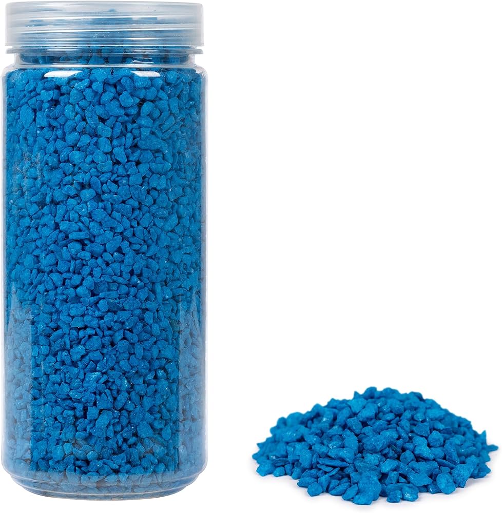 blue and white colored plastic granules