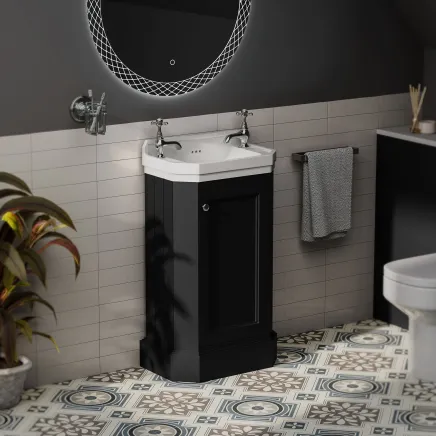 Richmond Black Floor Standing Traditional Cloakroom Vanity Unit & Basin