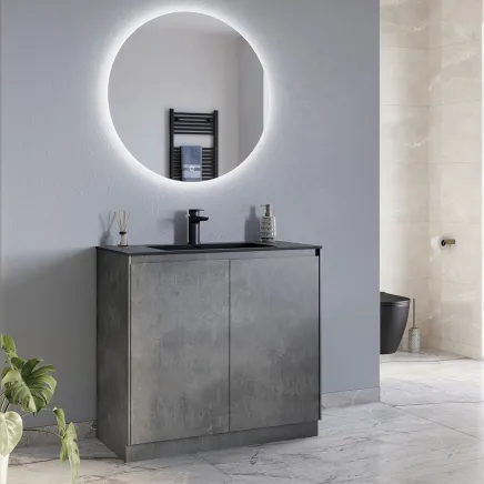 Odion Concrete Floor Standing Vanity Unit with Black Basin 900mm