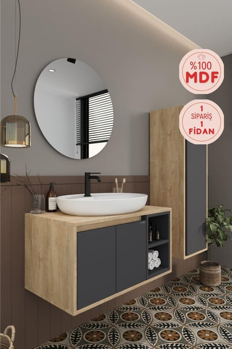 Balneom Rose 80 cm Bathroom Cabinet Mirror Sink Tall Cabinet