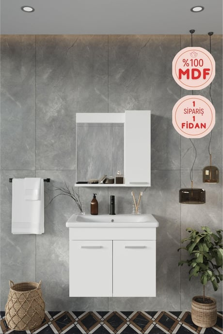 Balneom Bathroom Defne 02 65cm Bathroom Cabinet Mirrored Cabinet Upper Cabinet Sink