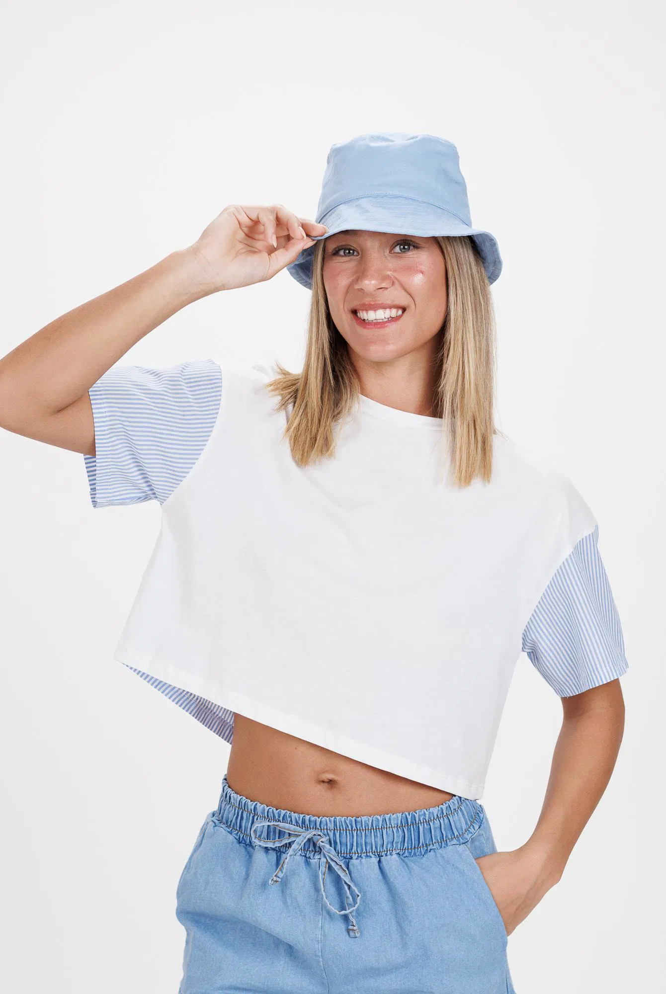Bucket Summer Beach Hat Blue