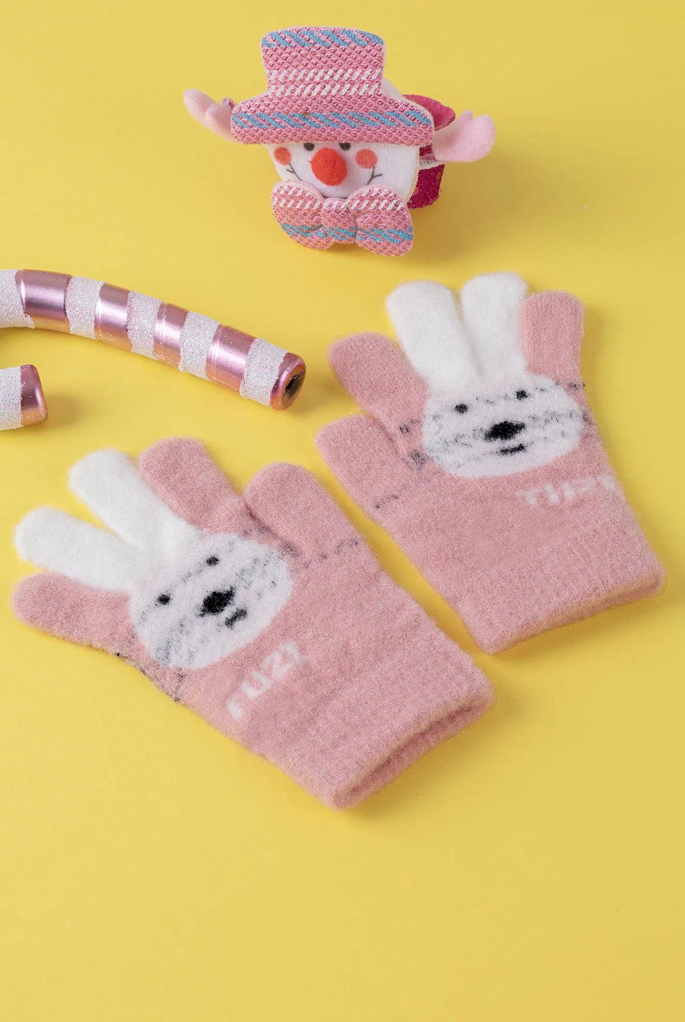Ecrou Colorful Eared Pink Gloves