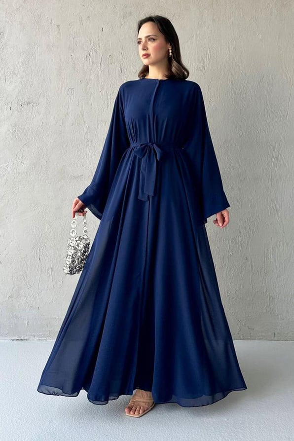 Vera Chiffon Abaya Navy Blue