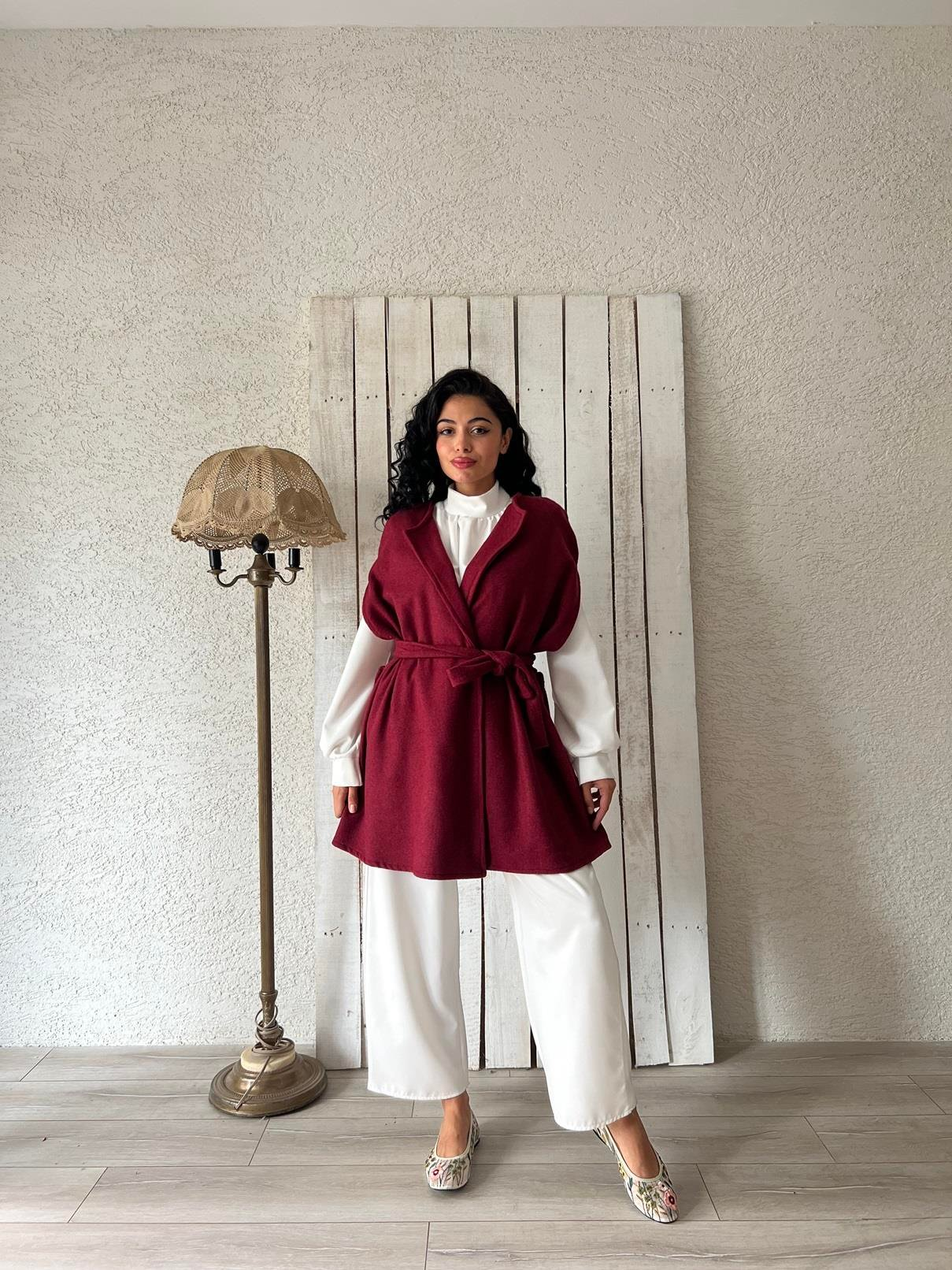 Burgundy Cashmere Poncho