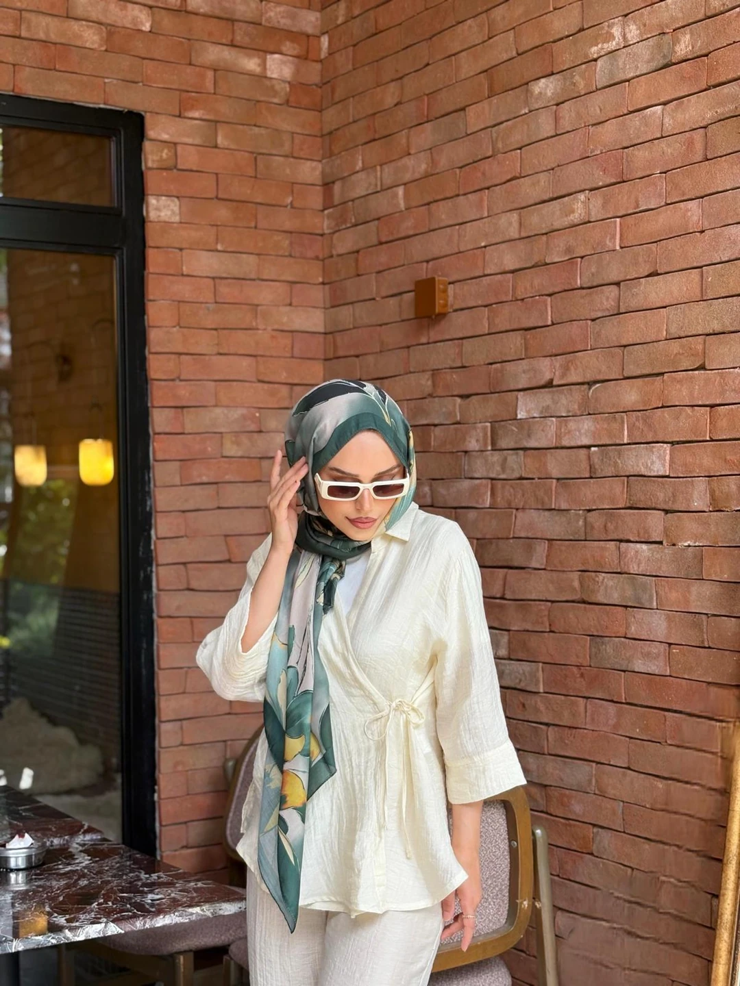Women's Linen Laced Kimona Set