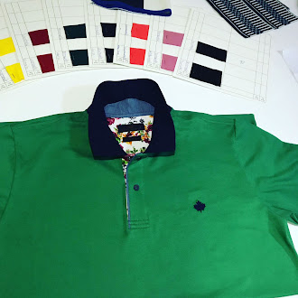 Men’s Green Shirt with Contrast Collar and Patterned Inner Detail